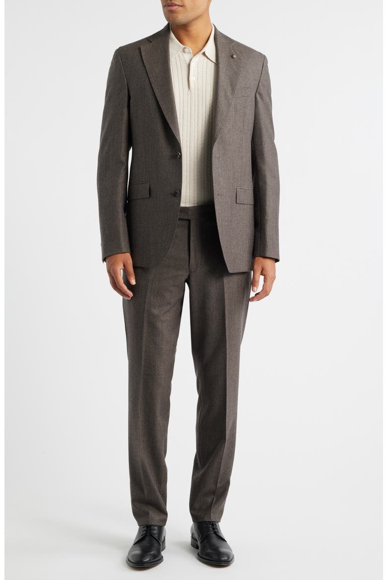 Montana Brown Houndstooth Wool & Cashmere Suit, Main, color, BROWN