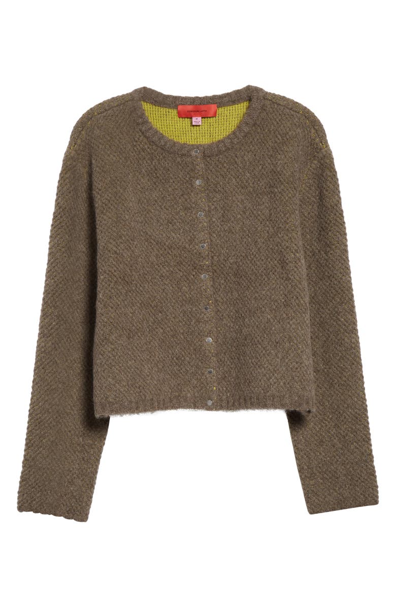 Eckhaus Latta Merino Wool Blend Cardigan, Alternate, color, Finch