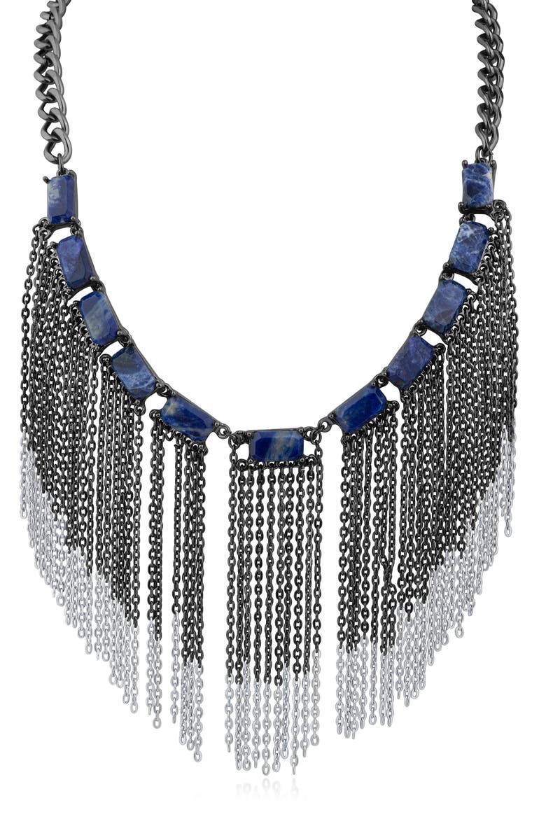Sodalite Fringe Necklace (Nordstrom Exclusive), Main, color, SODALITE/ BLACK RHODIUM