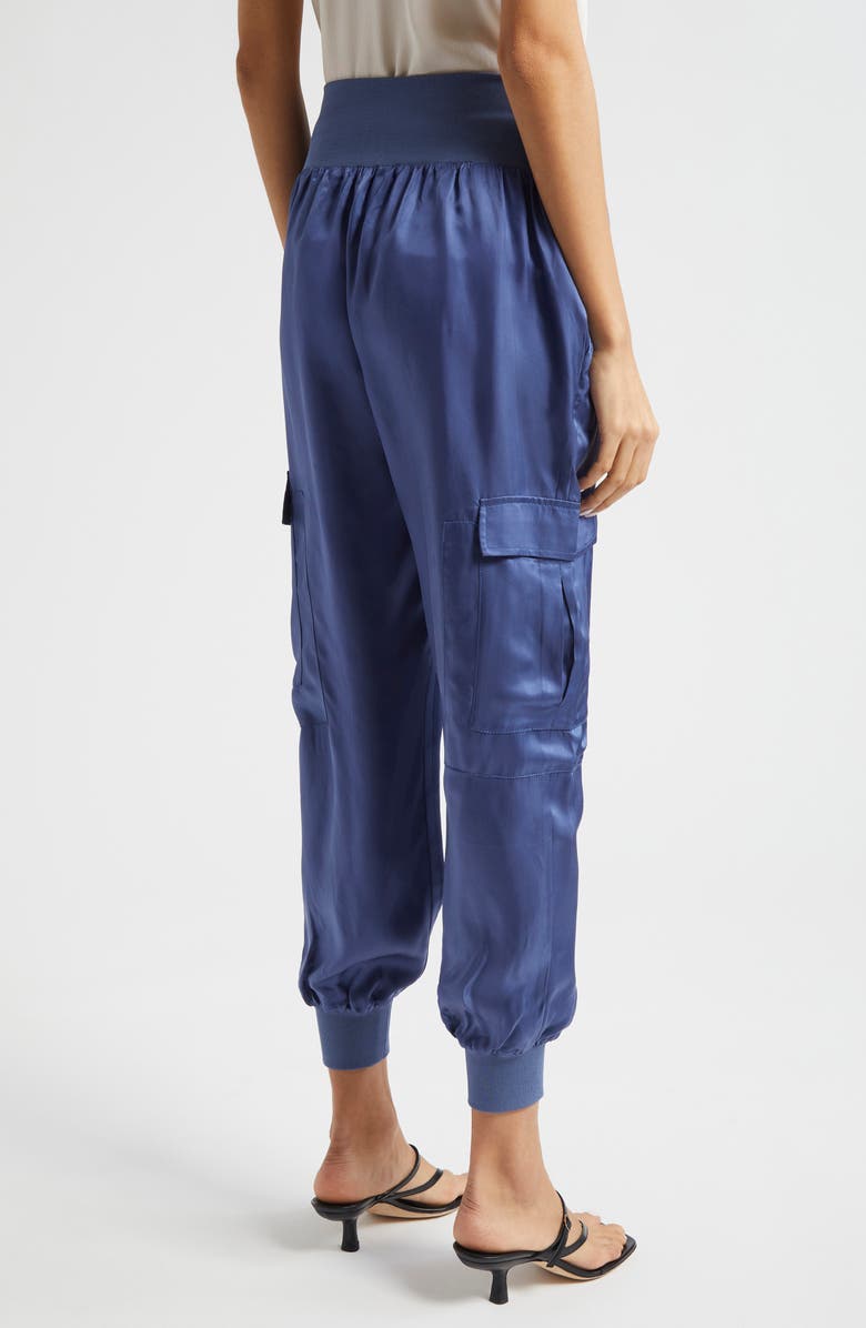 Cinq à Sept Giles Cupro Crop Cargo Joggers, Alternate, color, Indigo