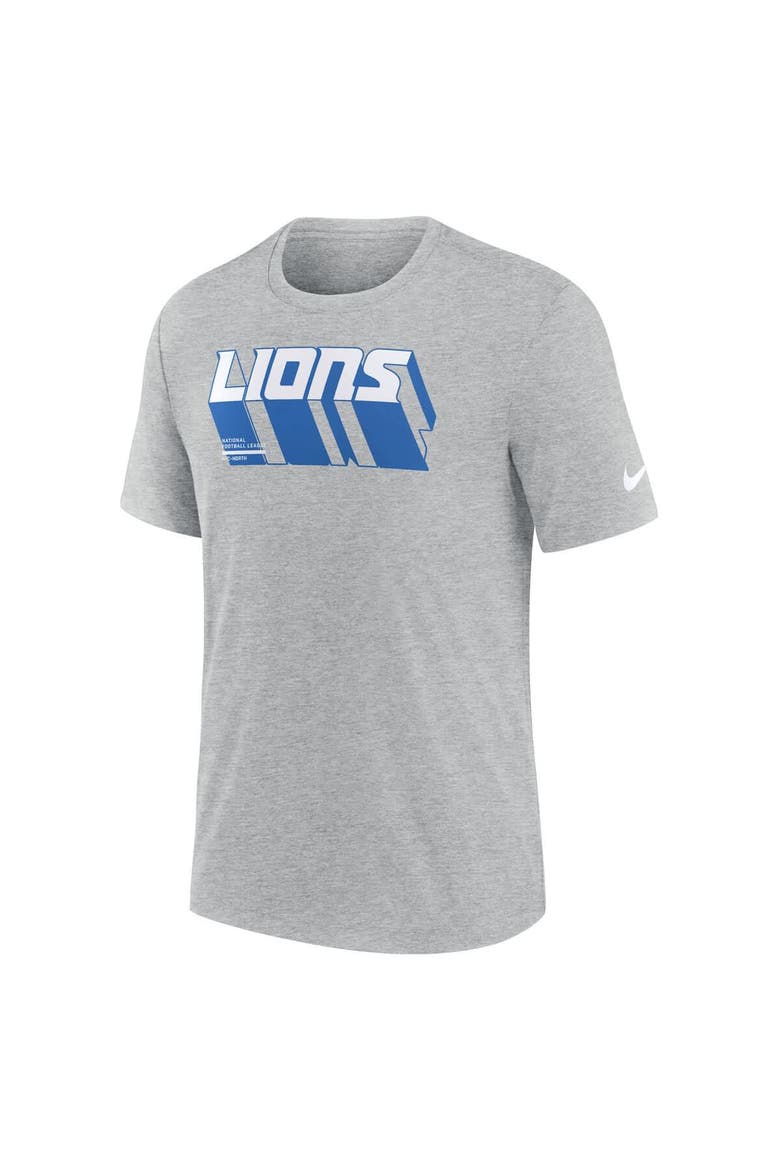 Men's Nike Heather Gray Detroit Lions Long Pass Tri-Blend T-Shirt, Alternate, color, Heather Gray