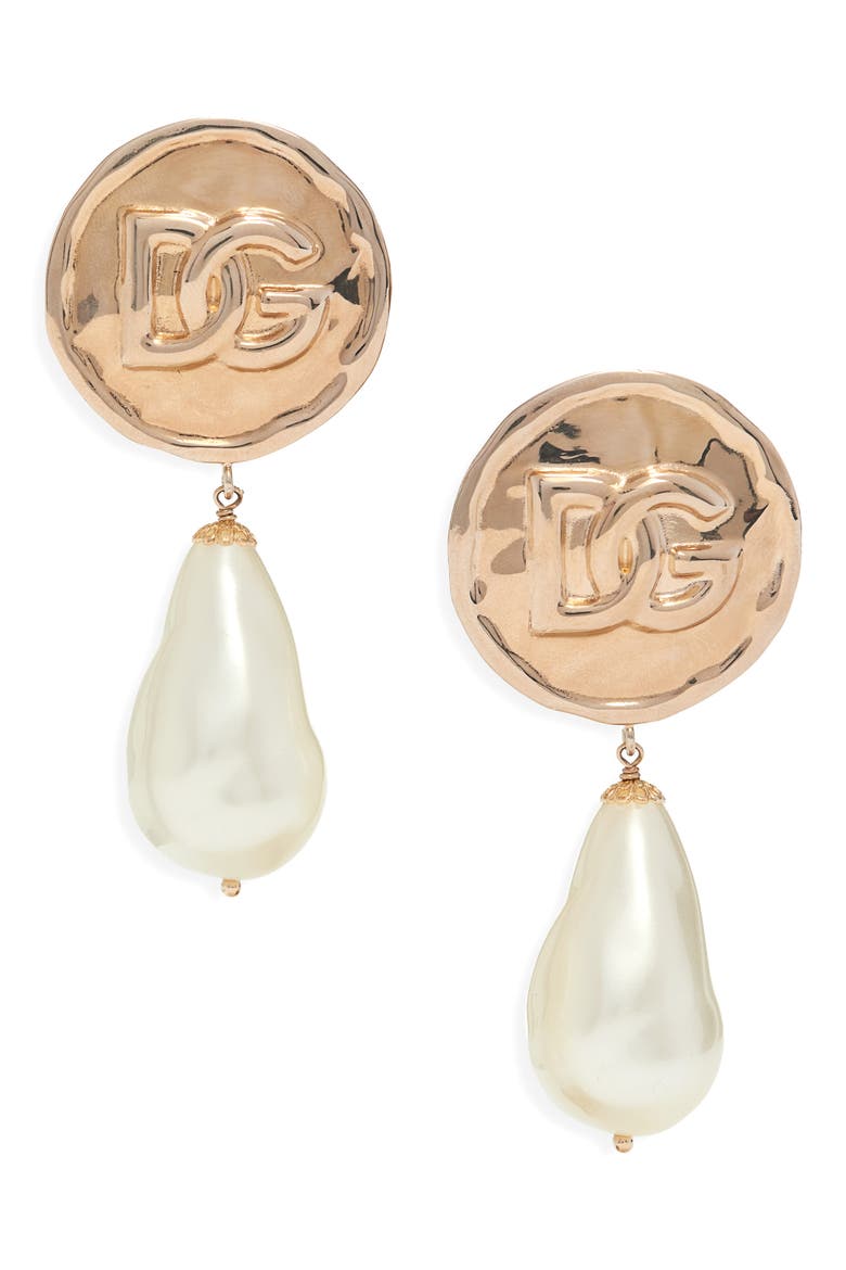 Sfilata Imitation Pearl Drop Earrings, Main, color, GOLD