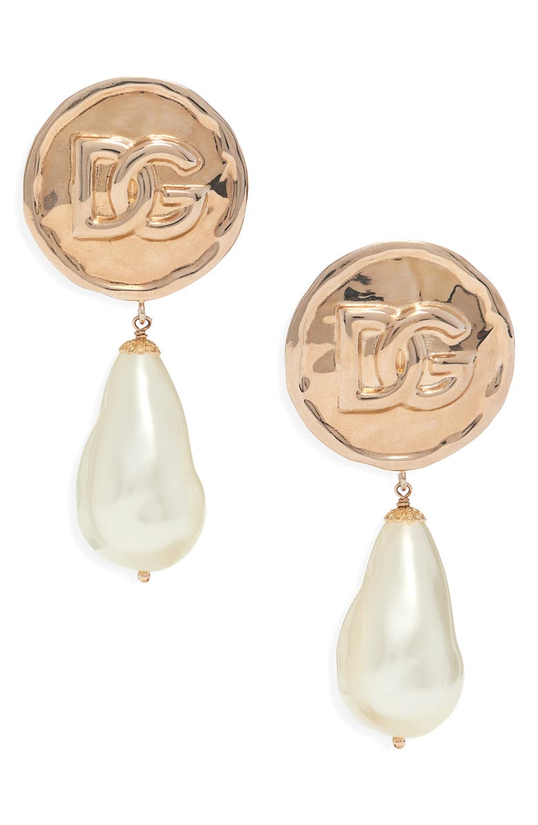 Dolce&Gabbana Sfilata Imitation Pearl Drop Earrings, Main, color,