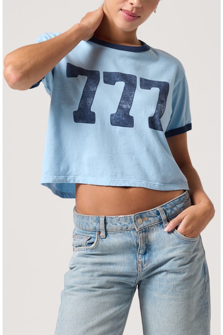Good Karma 777 Graphic Cropped T-Shirt, Alternate, color, BLUE MIST