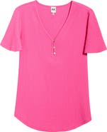 AK ANNE KLEIN Flutter Sleeve V-Neck T-Shirt