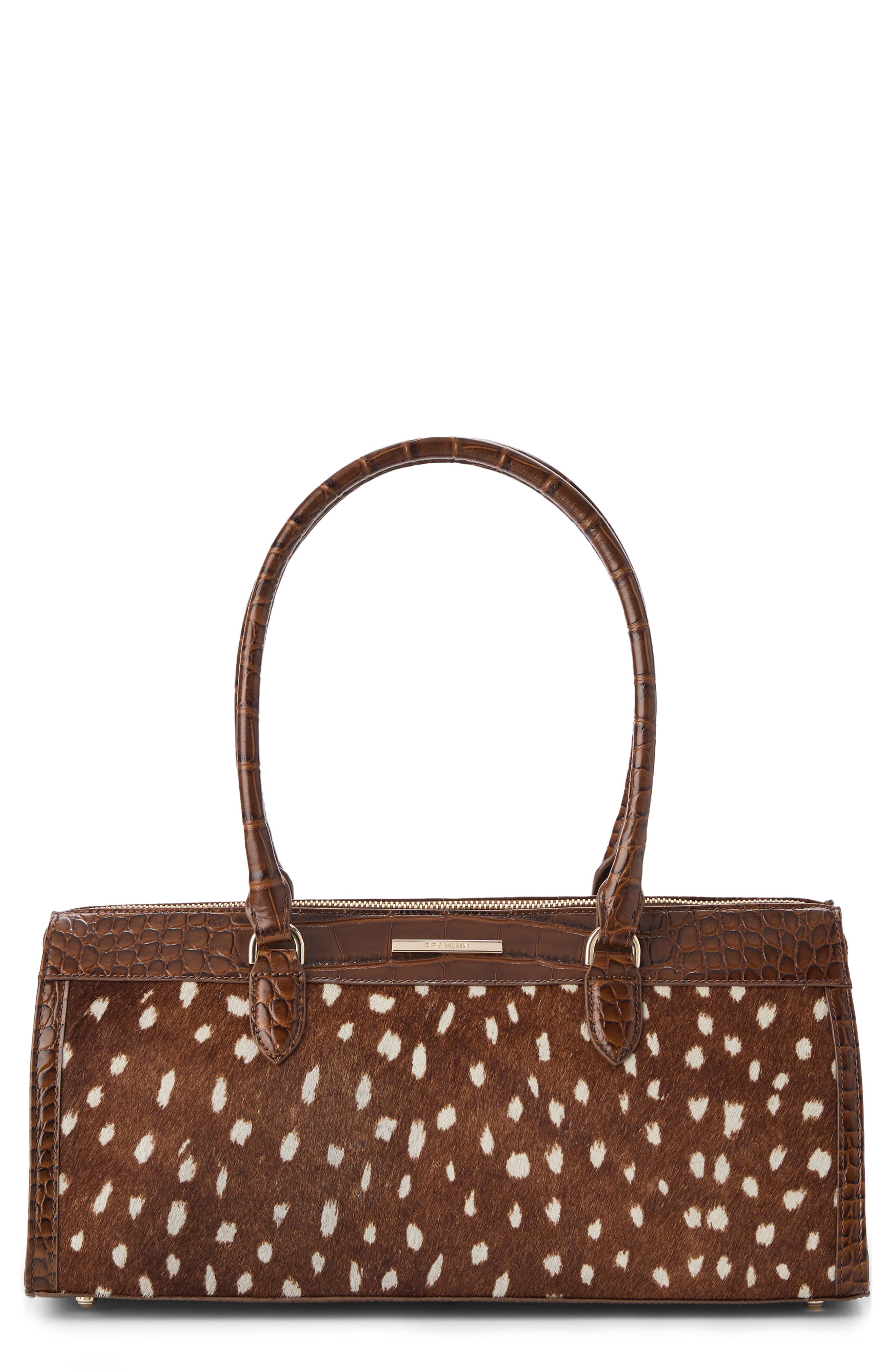 Sophia Croc Embossed Leather Satchel, Main, color, CINNAMON