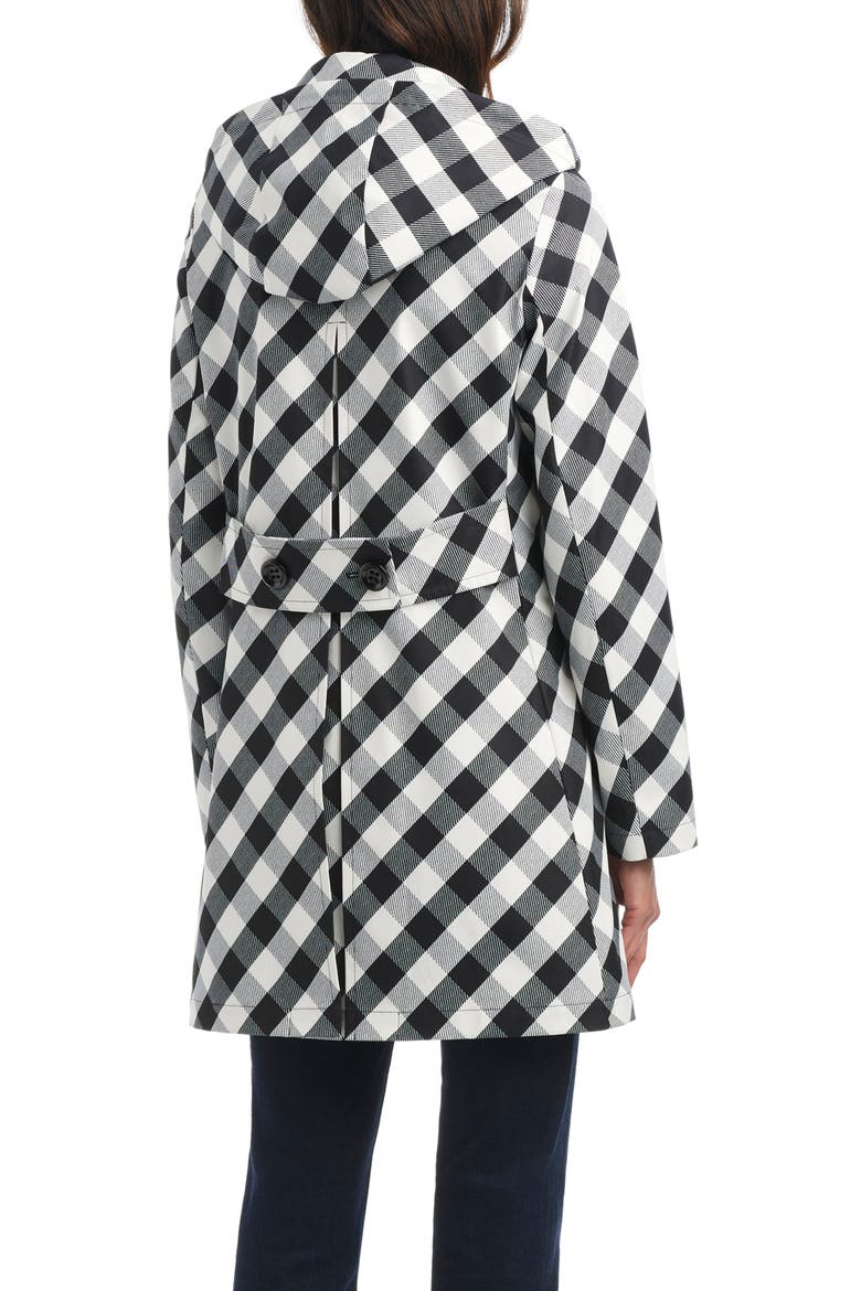 hooded water resistant a-line trench coat, Alternate, color, BLACK