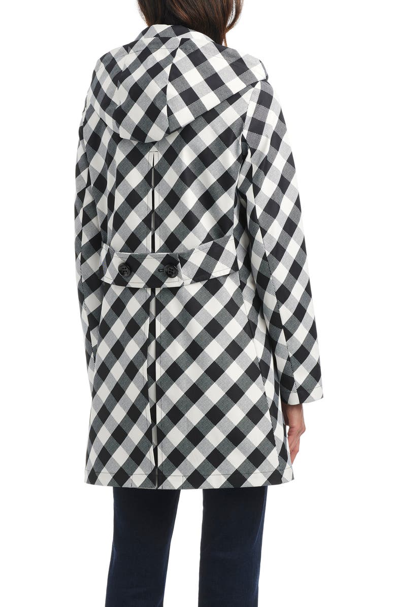 Kate Spade New York hooded water resistant a-line trench coat, Alternate, color, Black