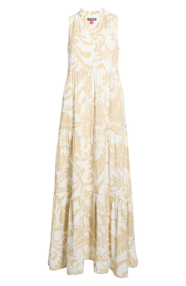 Vince Camuto Sleeveless Tiered Maxi Dress, Main, color, Camel