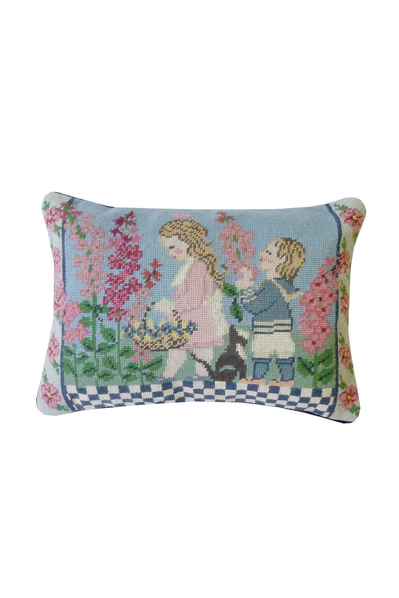 Summer Children Needlepoint Accent Throw Pillow, Main, color, Pink