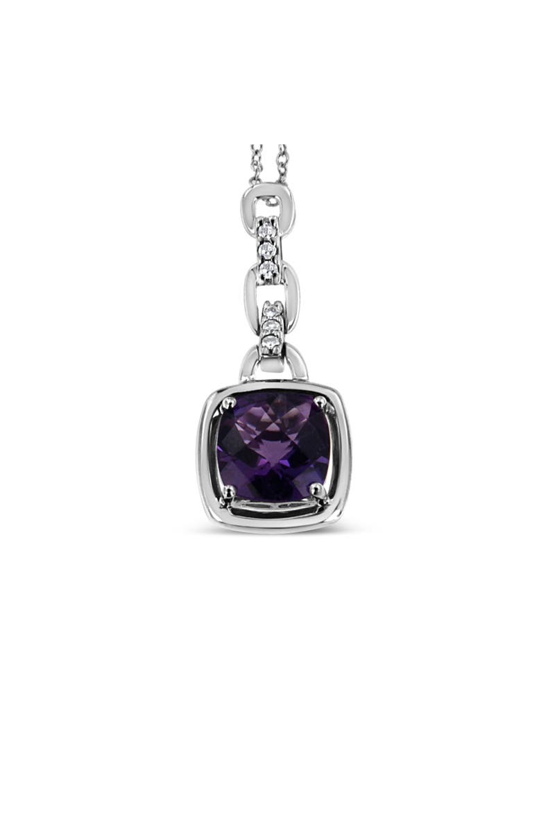 Haus of Brilliance Silver Purple Amethyst and Diamond Accented Bale Inch Pendant Necklace, Main, color, White