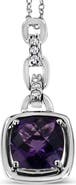 Haus of Brilliance Silver Purple Amethyst and Diamond Accented Bale Inch Pendant Necklace