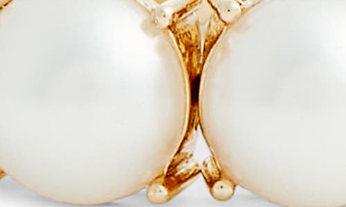 Open Edit Faux Pearl Cabochon Stretch Bracelet In White- Gold