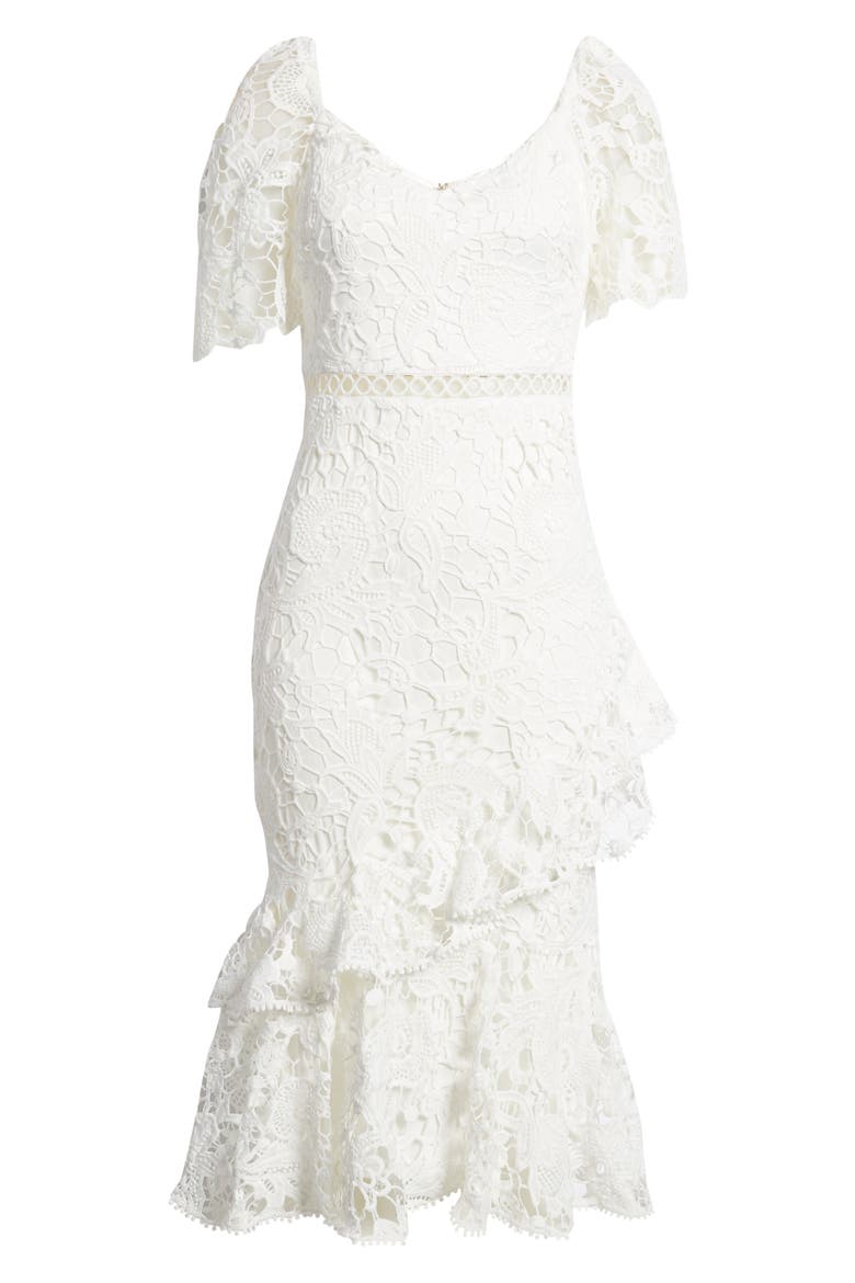 Briarwood Ruffle Lace Cocktail Dress, Alternate, color, WHITE