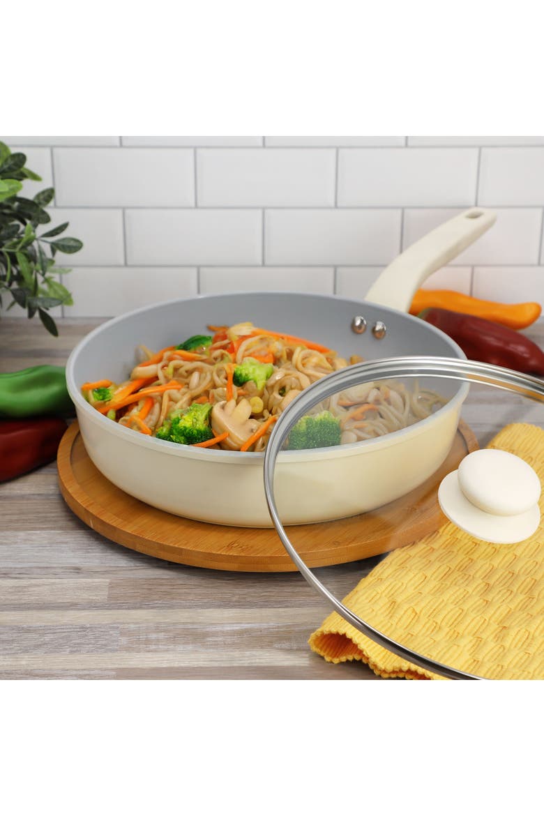 11 Inch 4 Quart Ceramic Nonstick Aluminum Saute Pan, Alternate, color, Silver