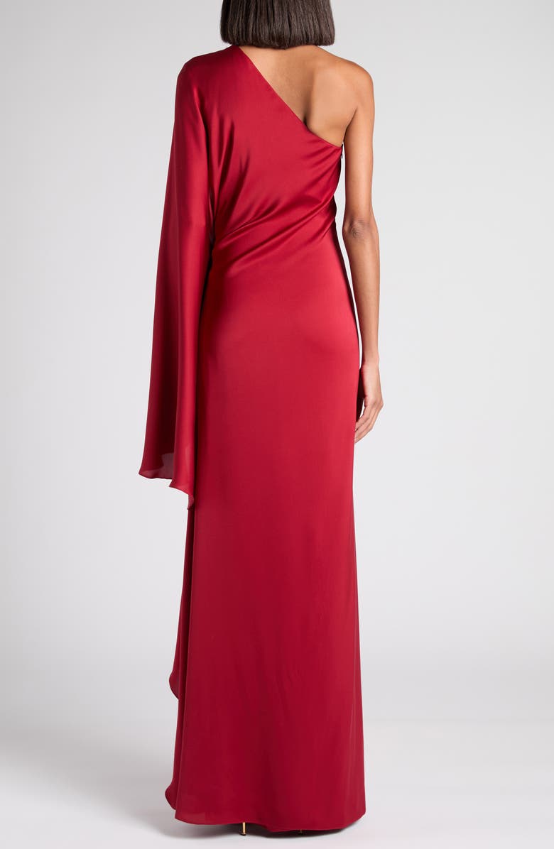 TOM FORD One-Shoulder Belt Detail Silk Satin Gown, Alternate, color, Er402 Crimson