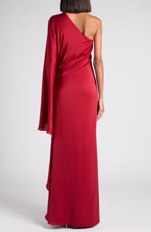 Tom Ford One-shoulder Belt Detail Silk Satin Gown In Red