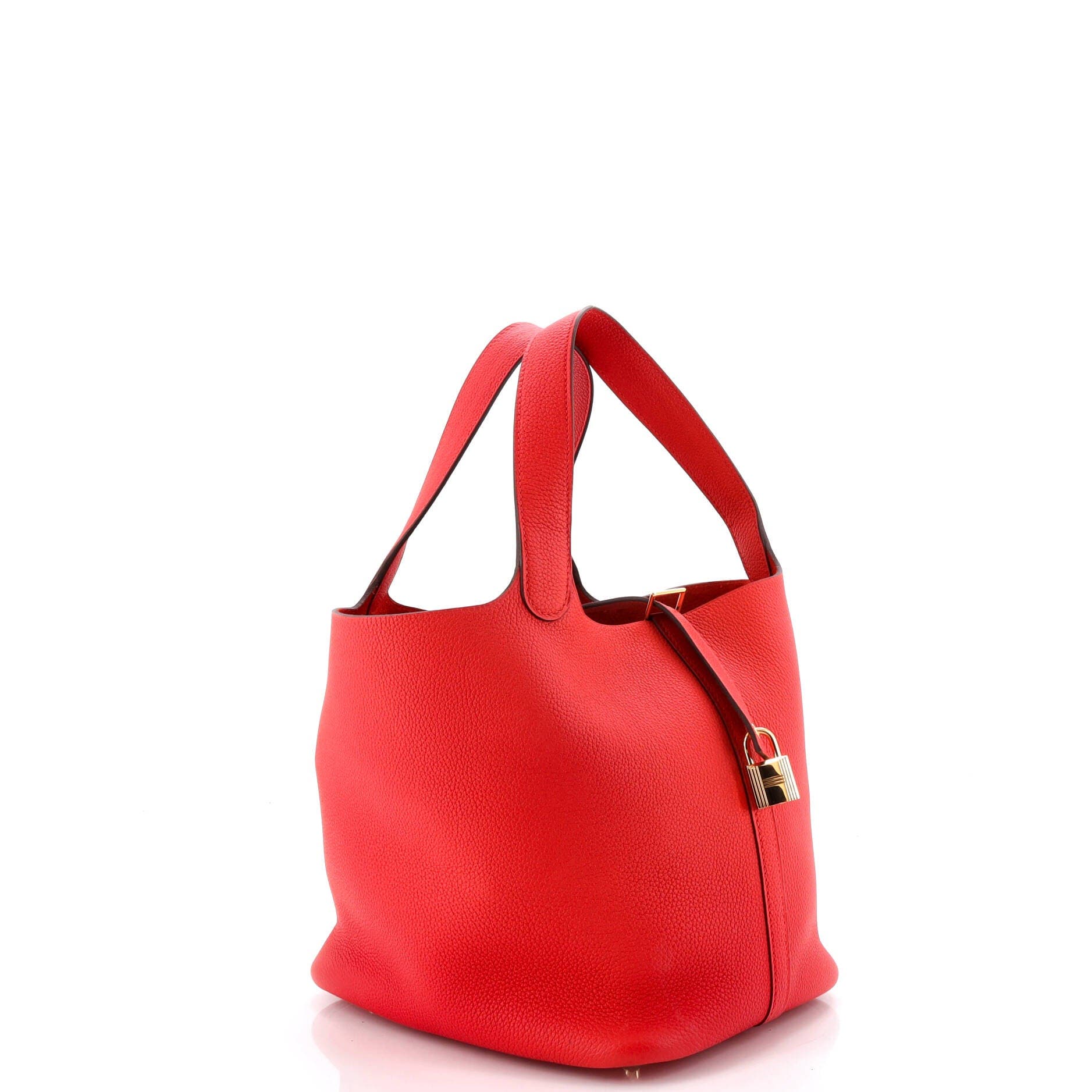 Pre-Owned Hermes Picotin Lock Bag Clemence MM, Alternate, color, Rouge Tomate