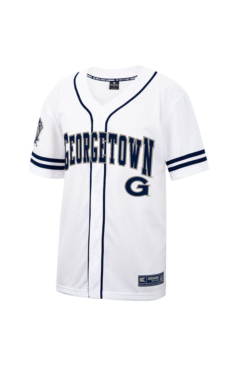 COLOSSEUM Men's Colosseum White Georgetown Hoyas Free Spirited Mesh Button-Up Baseball Jersey, Alternate, color, 