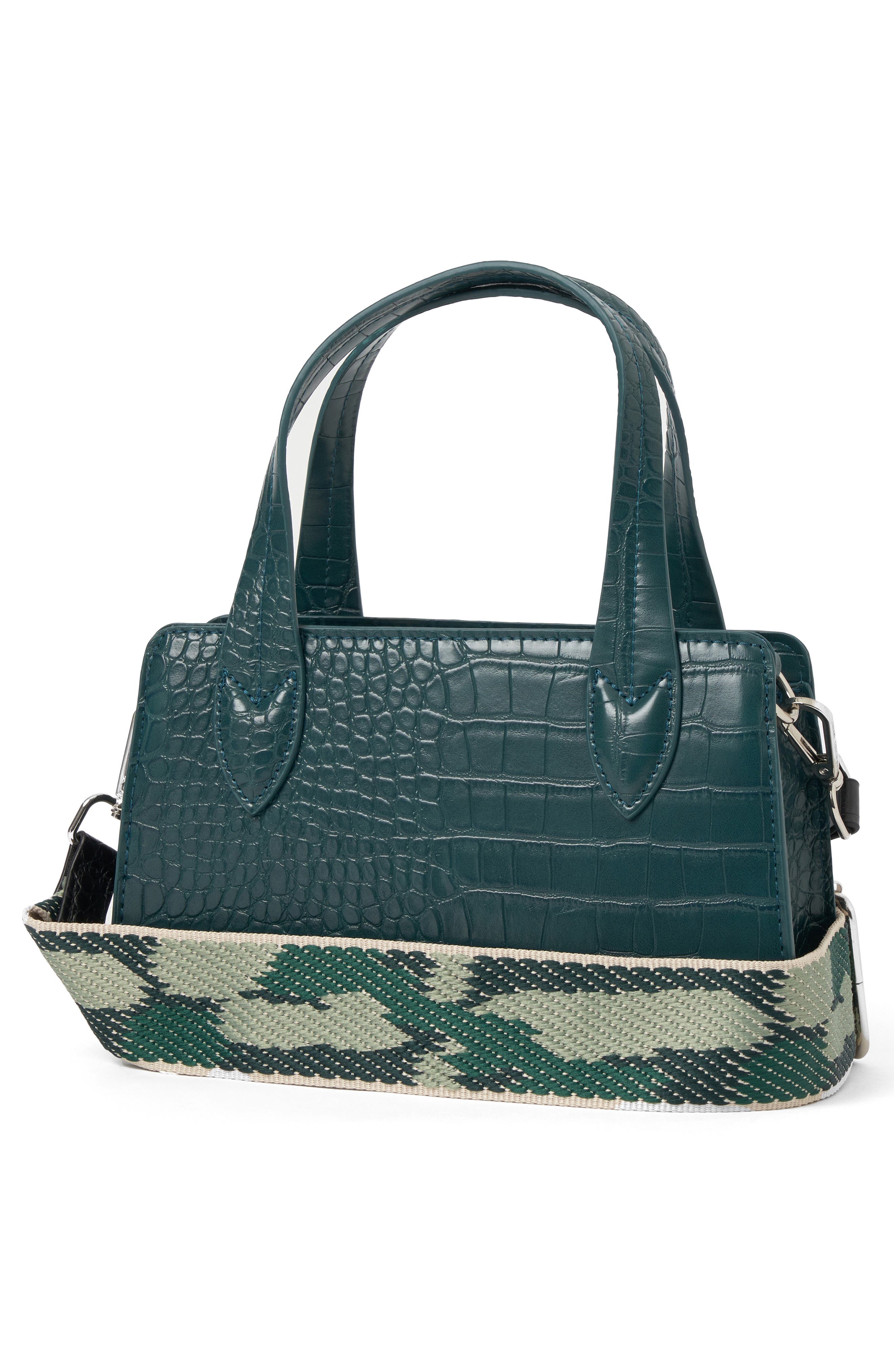 August Croc Embossed Vegan Leather Crossbody Bag, Alternate, color, GREEN