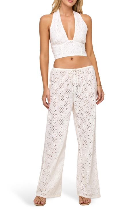 Lily Cotton Eyelet Cover-Up Drawstring Pants