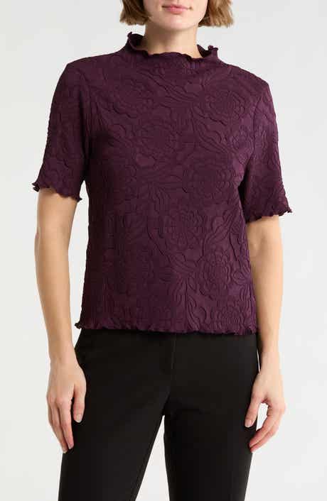 Adrianna Papell Floral Textured Knit Top