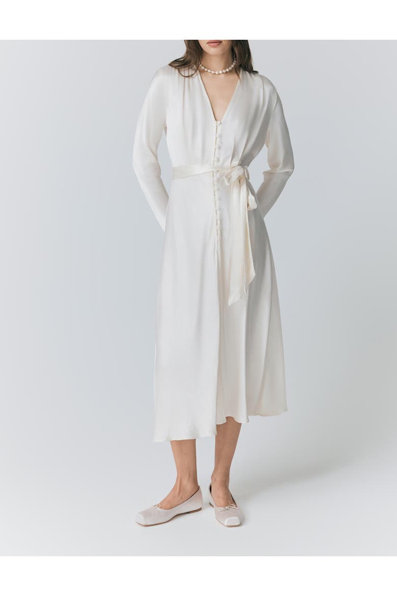 Meryl Satin Midi Dress, Alternate, color, Ivory