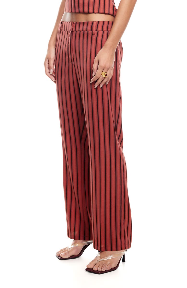 LIONESS Bessette Stripe Low Rise Pants, Alternate, color, Crimson Pinstripe