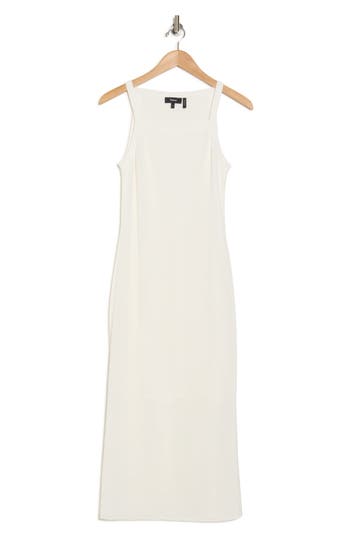 Theory Square Neck Midi Sweater Dress In White