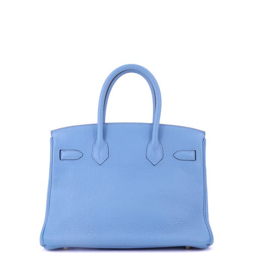 Pre-owned Hermes  Hermes Birkin Handbag Blue Clemence With Gold Hardware 30