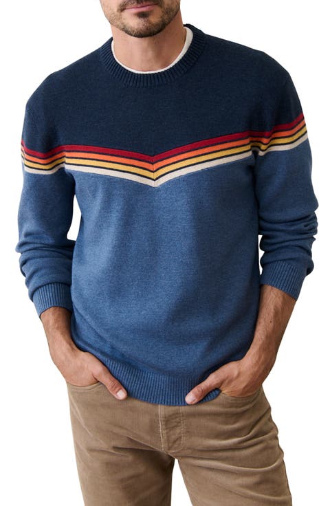 Dean Chevron Cotton Blend Crewneck Sweater