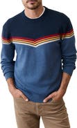 Marine Layer Dean Chevron Cotton Blend Crewneck Sweater