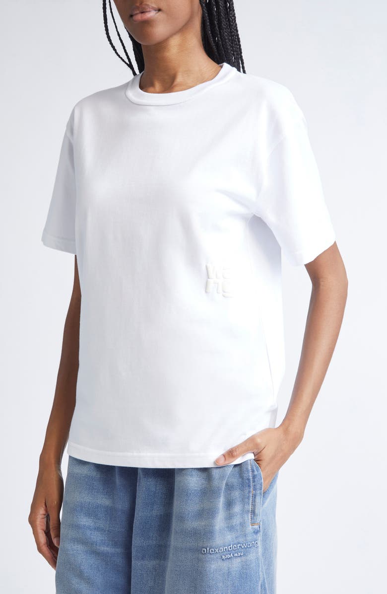 Alexander Wang Puff Logo Cotton Jersey T-Shirt, Alternate, color, White