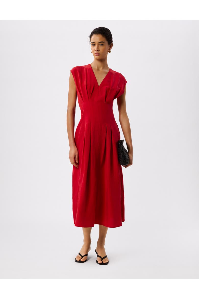 Panel Linen Blend Dress, Main, color, Red