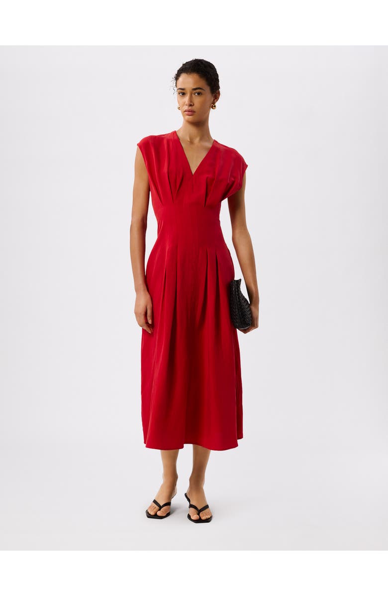 Whistles Panel Linen Blend Dress, Main, color, Red