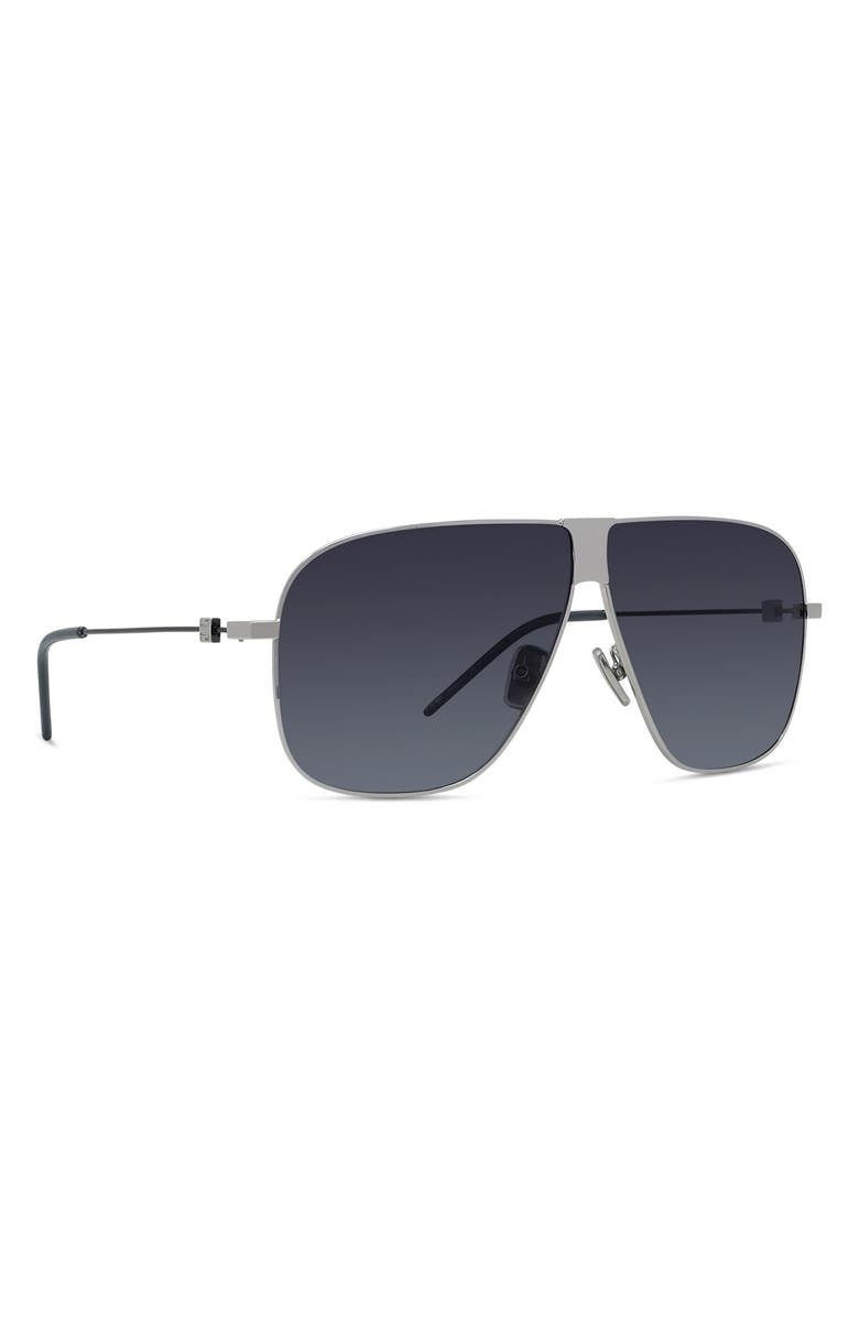 Givenchy GV Speed 64mm Oversize Gradient Pilot Sunglasses, Alternate, color, Shiny Palladium / Smoke