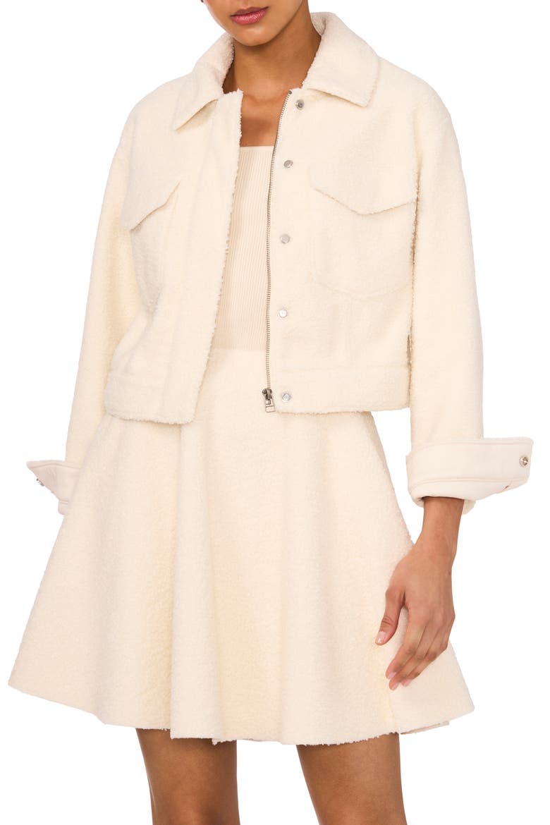 Faux Shearling Crop Jacket, Main, color, BIRCH