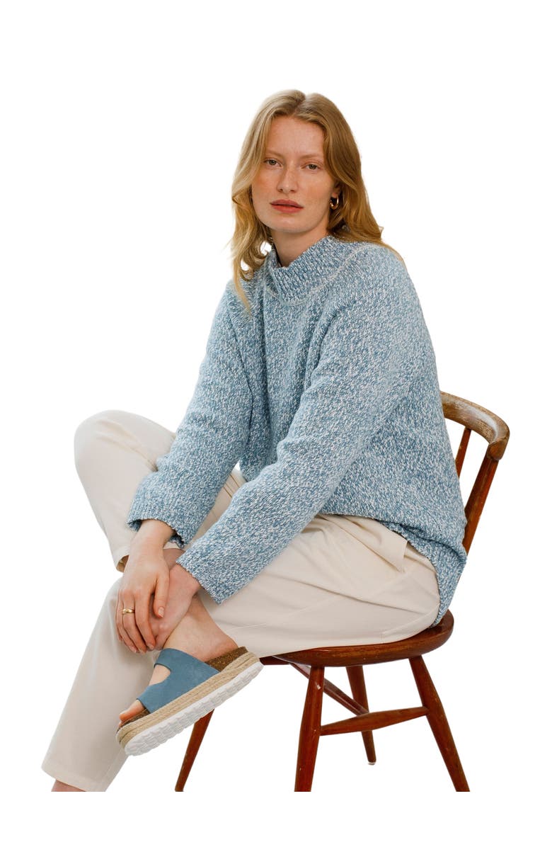 Celtic & Co. Merino Cotton Slouch Funnel Neck Sweater, Alternate, color, Dark Skylight