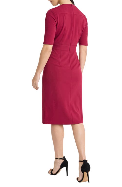 Maggy London Elbow Sleeve Grommet Waist Sheath Dress In Red