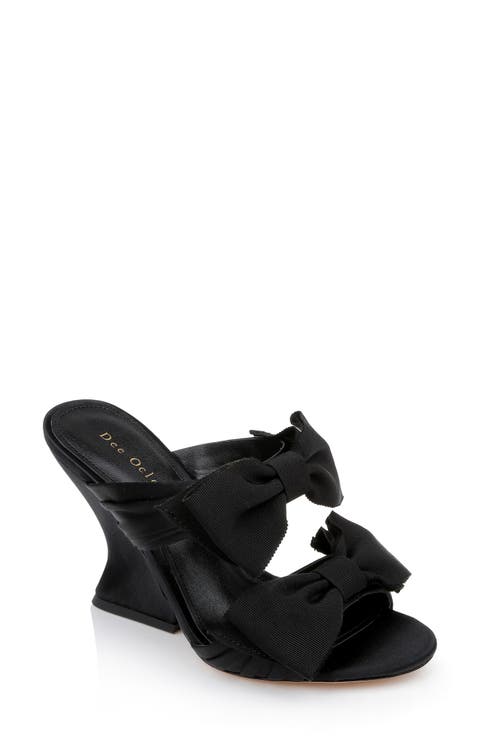 Burgundy Double Bow Slide Sandal (Women)