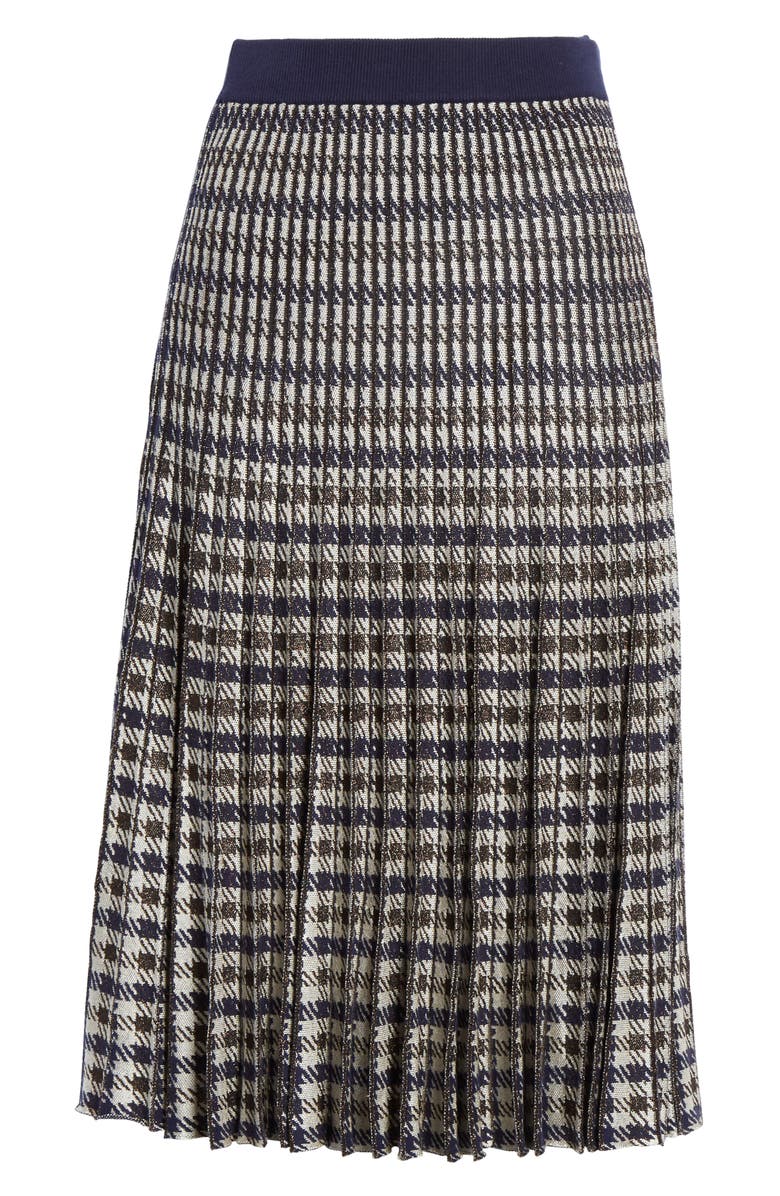 Baum und Pferdgarten Cyrilla Pleated Metallic Houndstooth Check Jacquard Skirt, Alternate, color, 