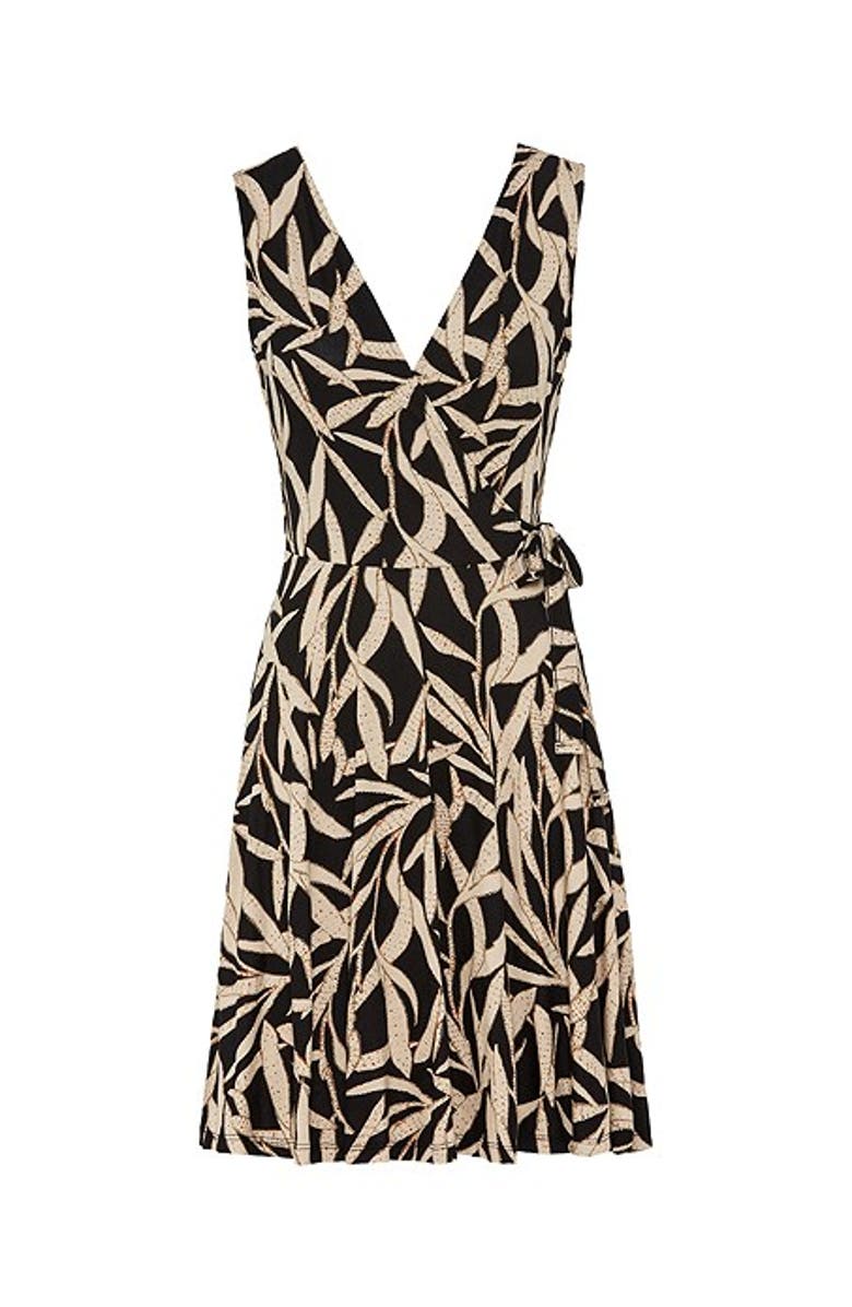 LASCANA Women's Wrap Look Dress, Alternate, color, Black & Taupe