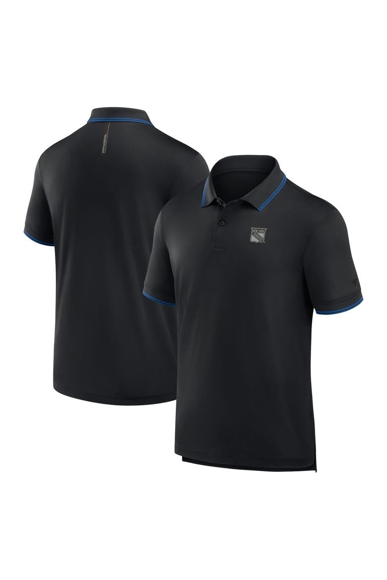 Men's Fanatics Black New York Rangers Front Office Move Mono Polo, Main, color, Black