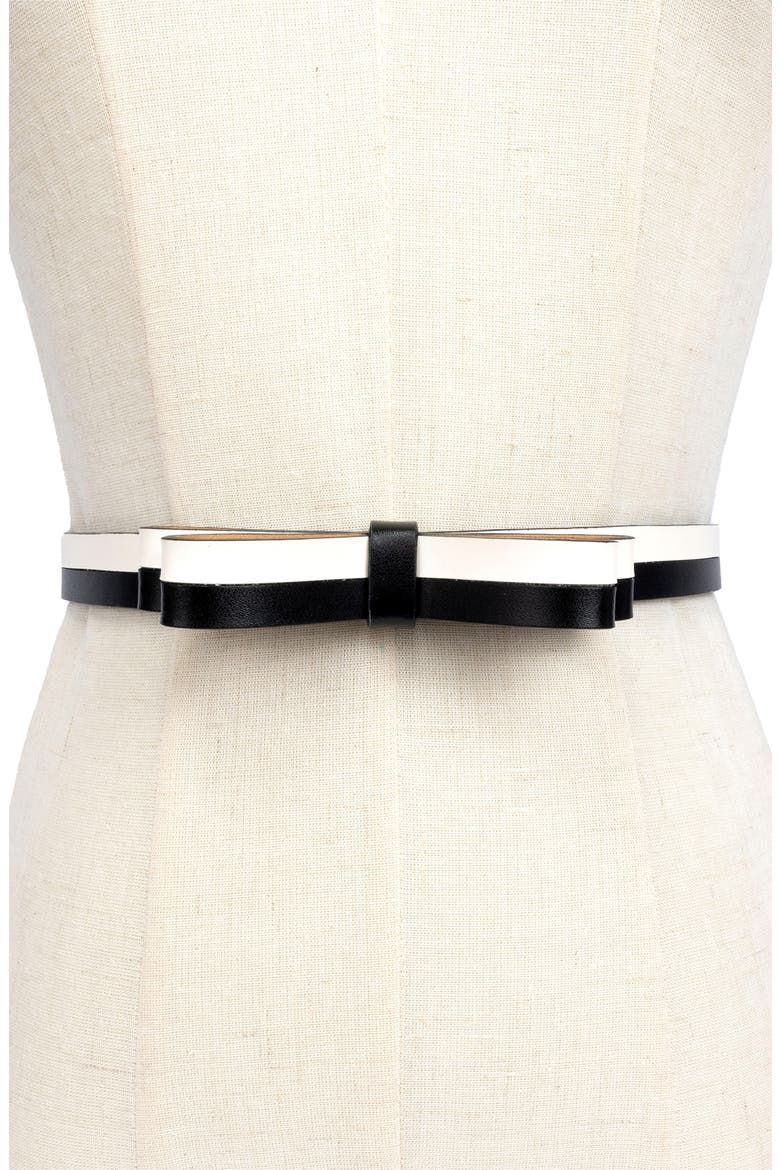 two-tone bow belt, Alternate, color, BLACK / CREAM