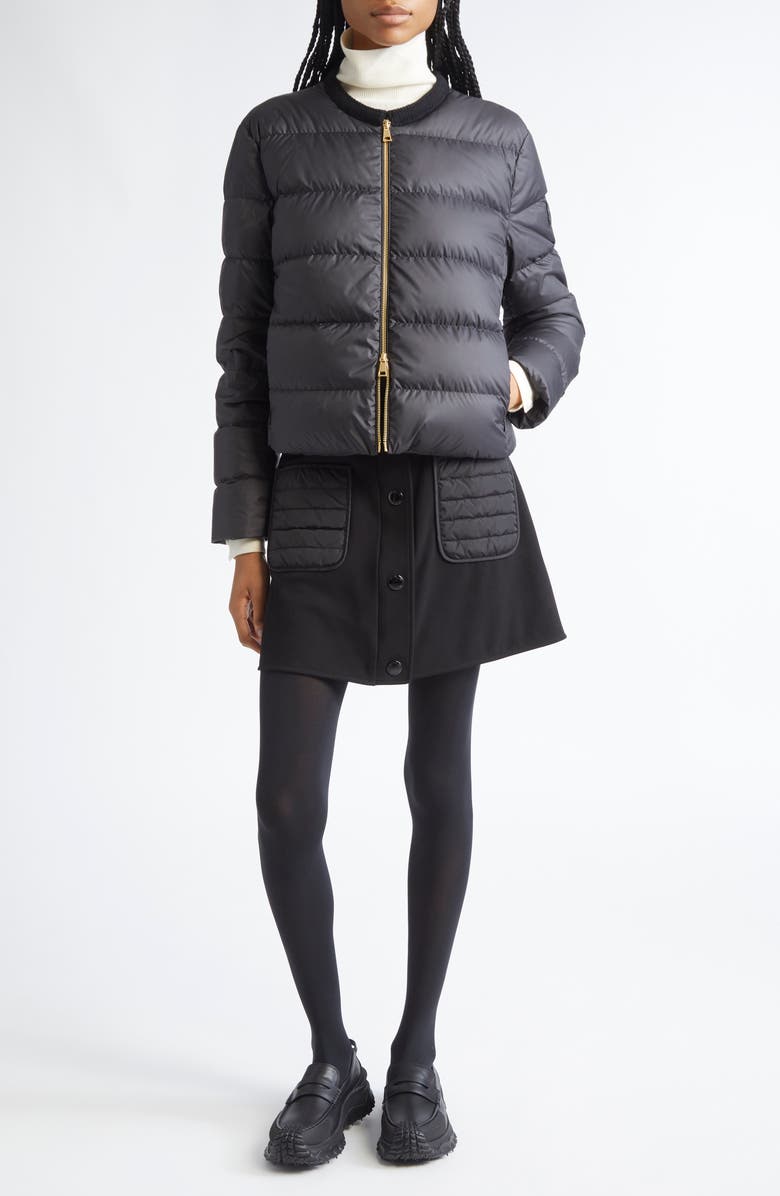 Moncler Mauvezin Mixed Media Down Puffer Jacket, Alternate, color, Black