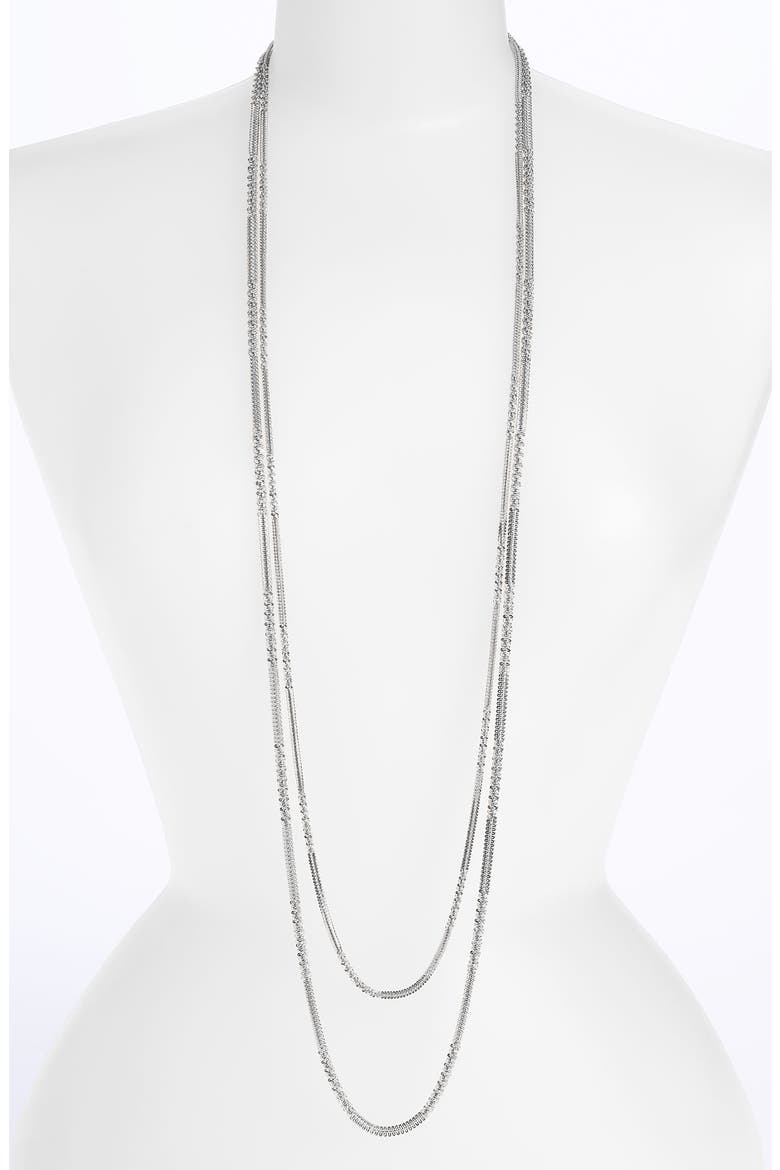 Tasha Double Strand Layering Necklace, Main, color, SILVER