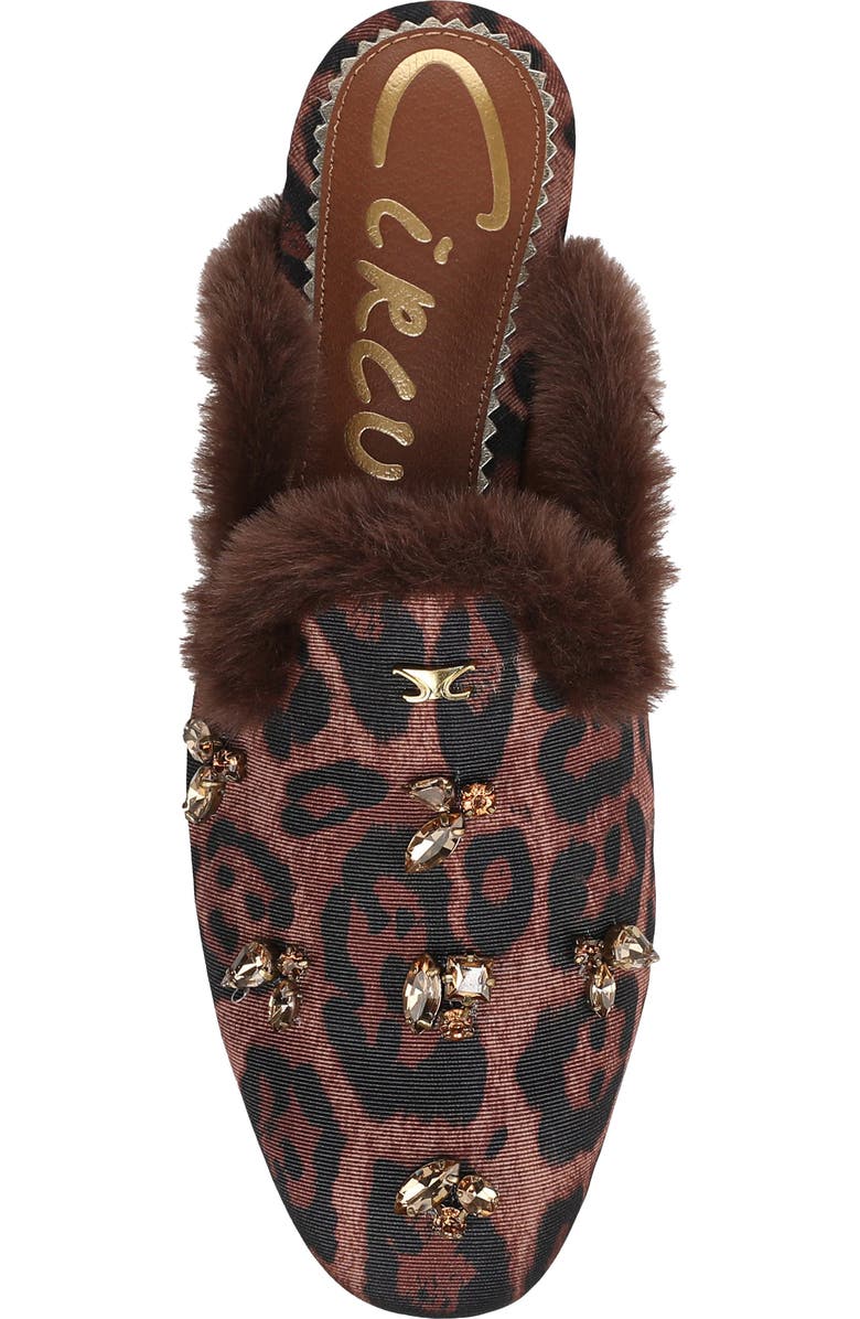 Circus NY by Sam Edelman Tillie Faux Fur Trim Mule, Alternate, color, Cognac/ Black Multi