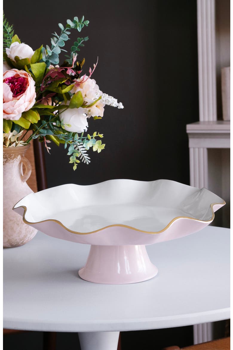 Encanto Carola Pedestal Cake Plate, Alternate, color, Camellia and White