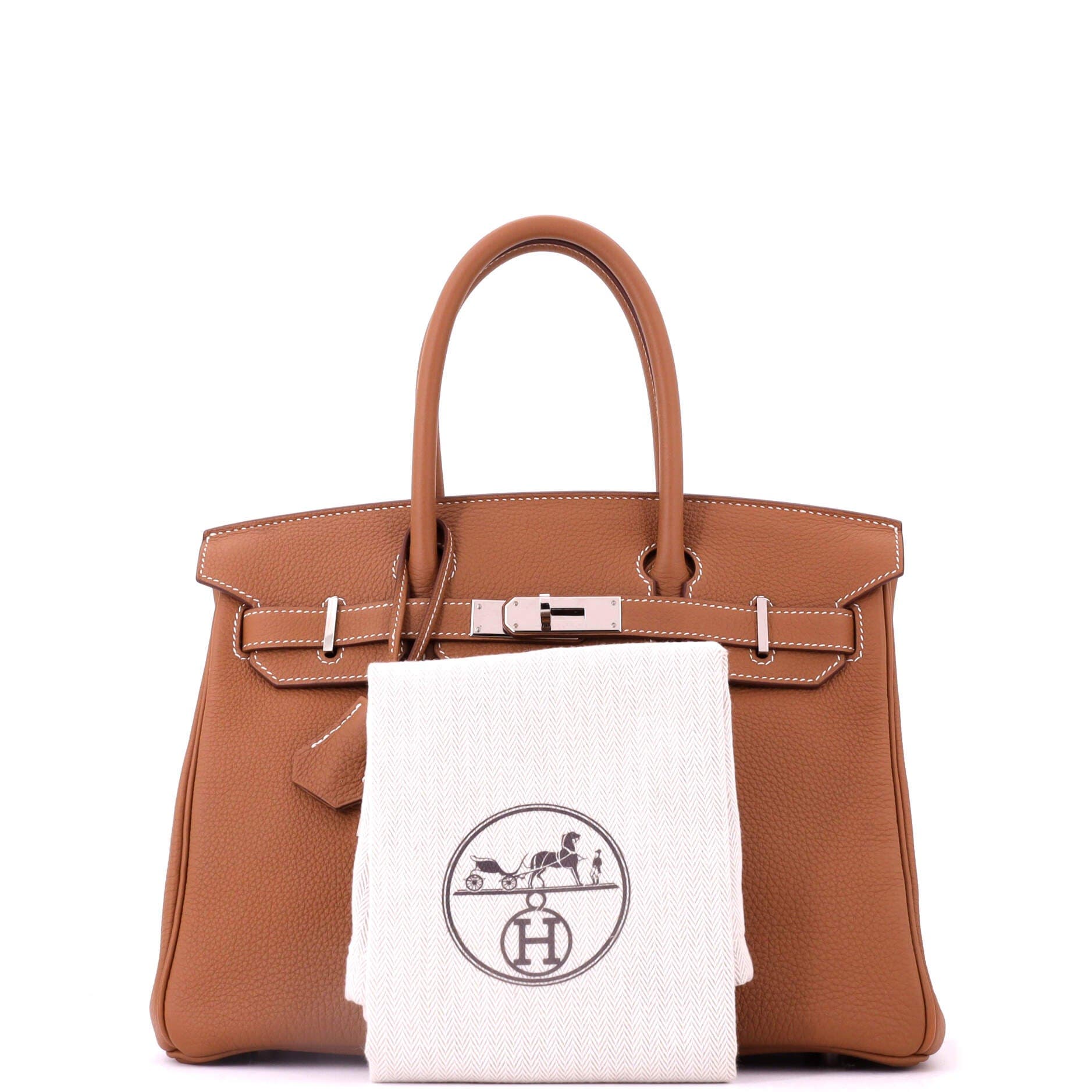 Pre-Owned Hermes Birkin Handbag Brown Togo with Palladium Hardware 30, Alternate, color, Gold