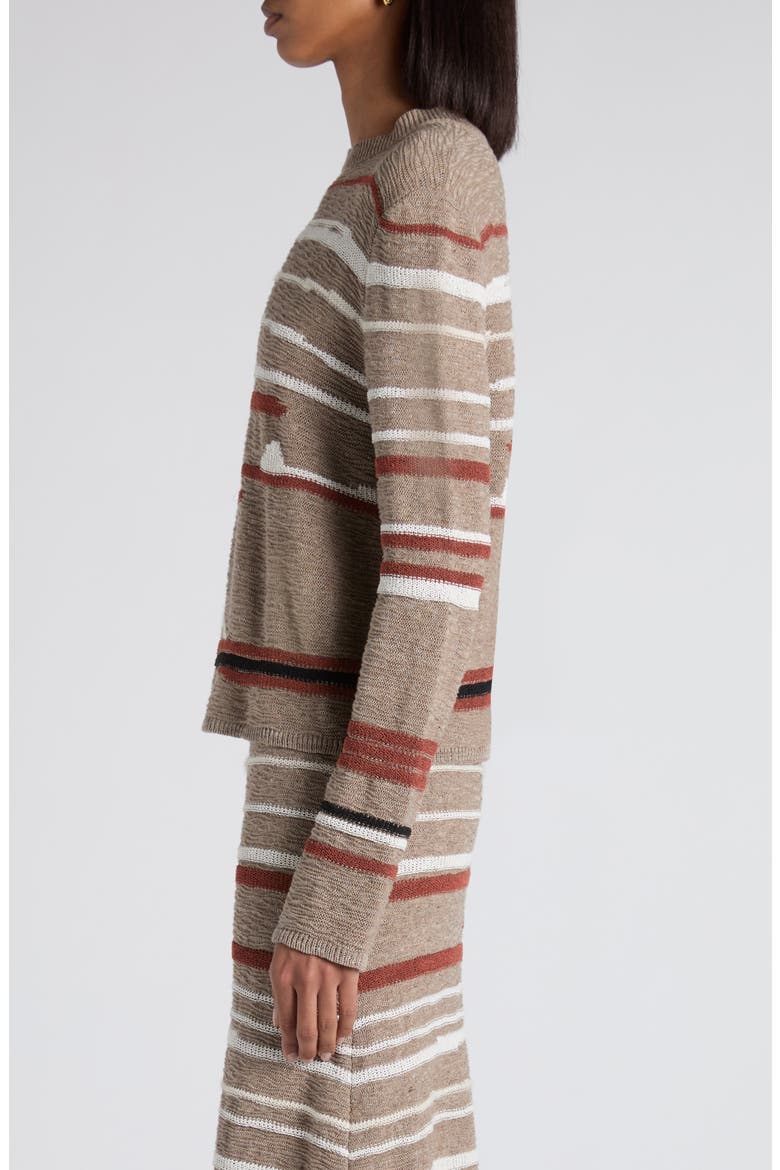 Venice Intarsia Linen & Cotton Mélange Sweater, Alternate, color, MAPLE/ CHALK